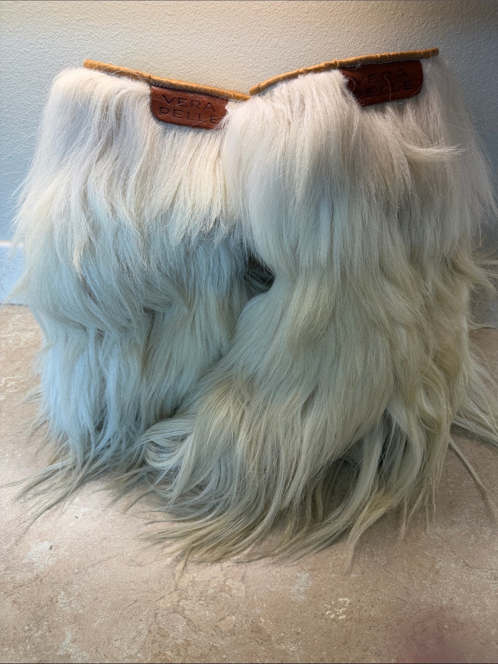 Vera Pelle Cream VTG Goat Fur Cream Boots